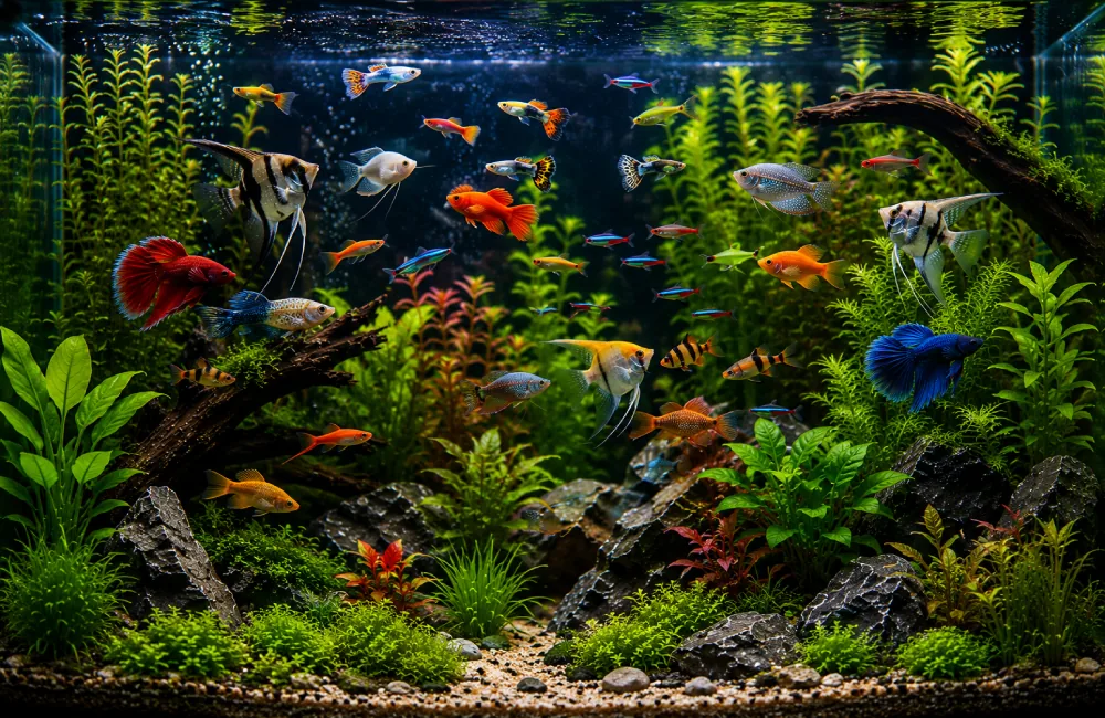 Colorful ornamental fish collection
